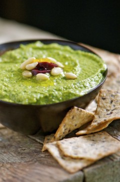 Serve this Green Monster Hummus with crackers or pita bread at your next family dinner