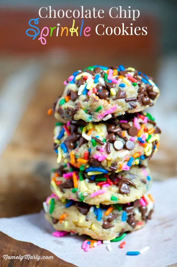 Colorful and gooey - these Chocolate Chip Sprinkle Cookies are the best cookies ever!