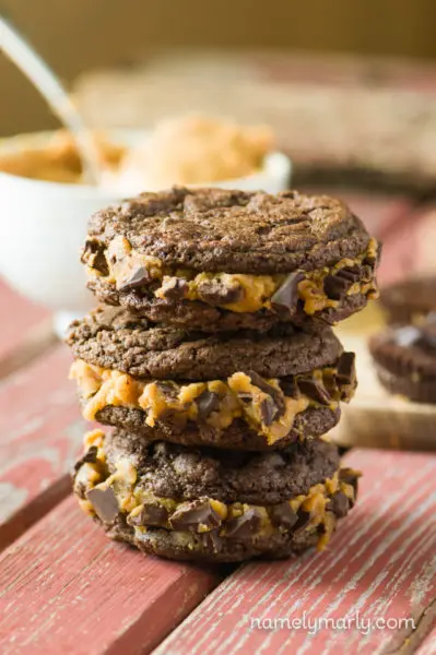 Chocolate Peanut Butter Cup Sandwich Cookies