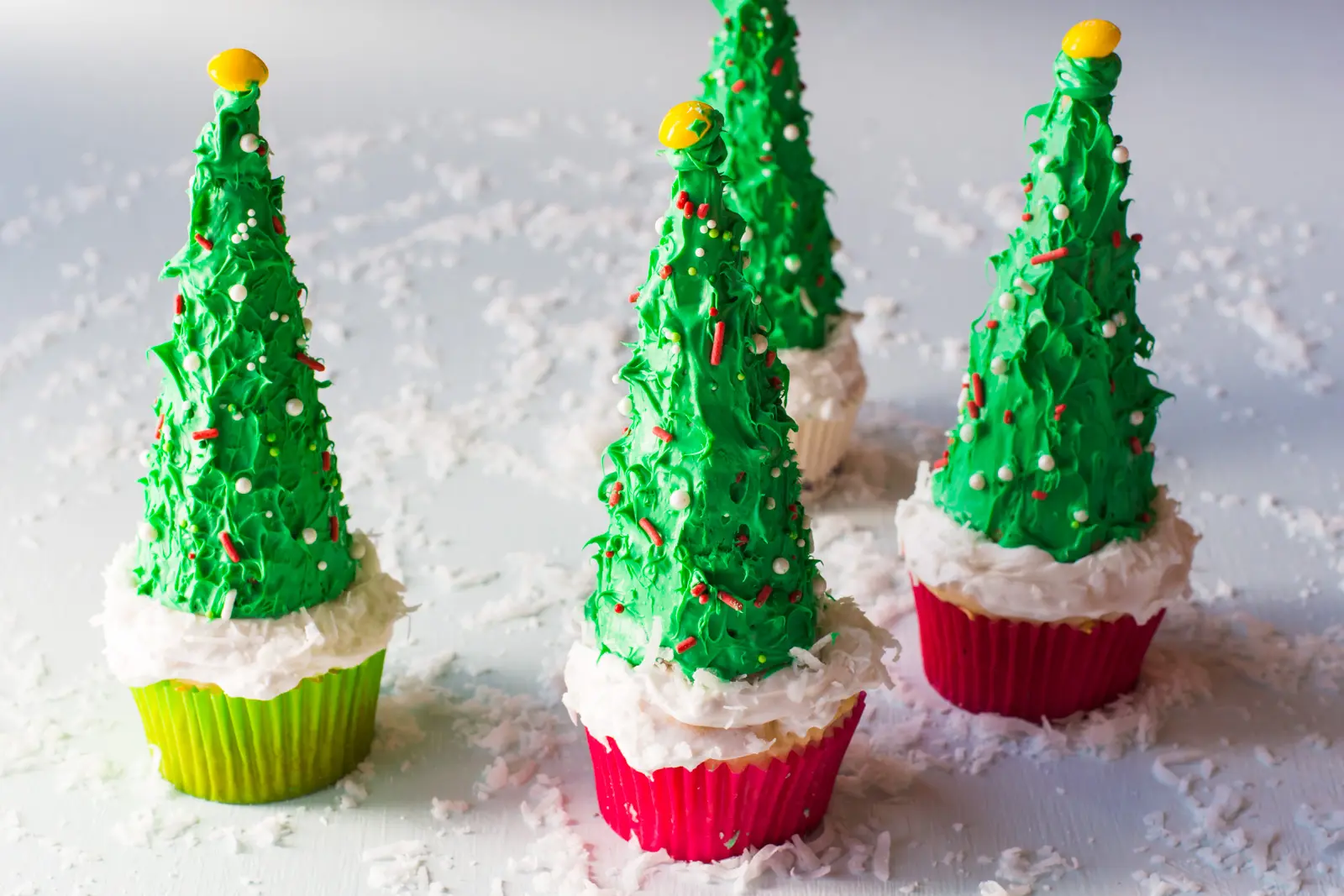 Festive and fun Vegan Christmas Tree Cupcakes
