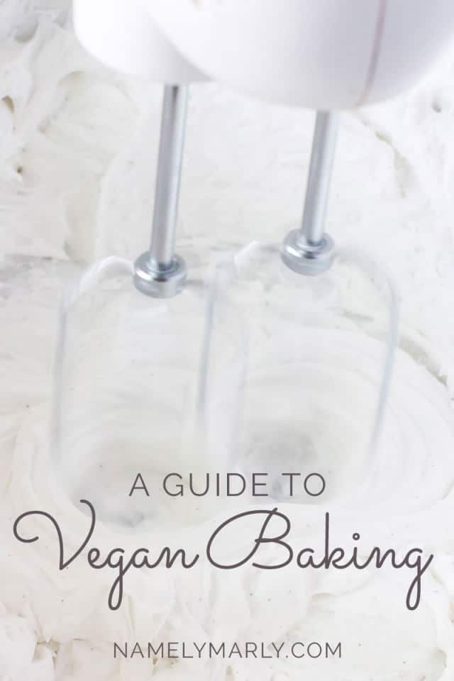Image of a hand mixer with the text A Guide to Vegan Baking